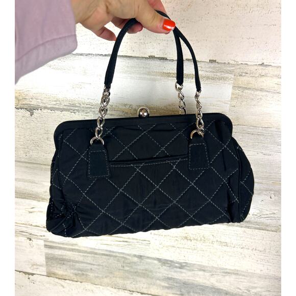 Vera Bradley Women’s Black Quilted Handle Bag Silver Strap Ball Lock Closure NWT - Picture 5 of 9